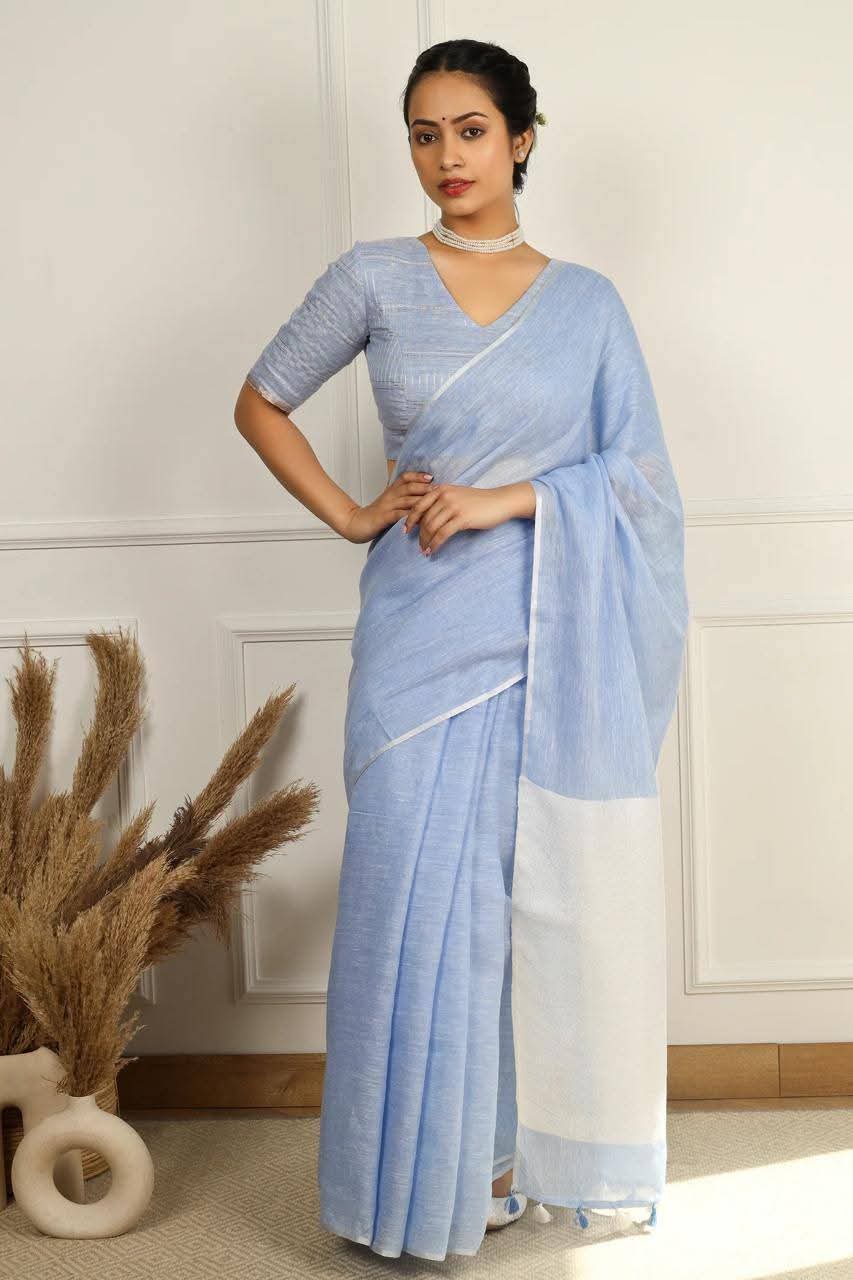 Handwoven Pure Linen Sarees