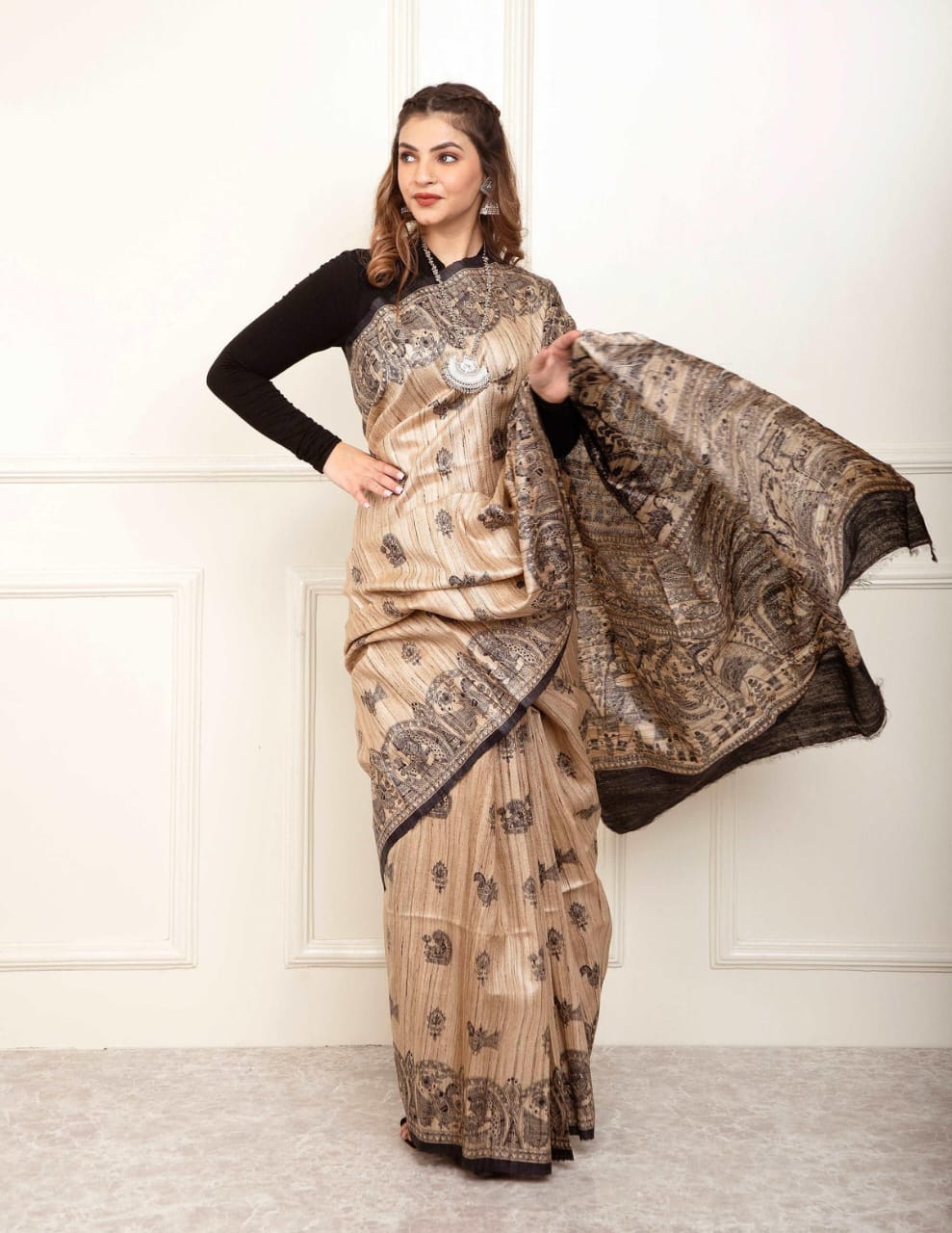 Ghicha Silk Madhubani Print Sarees
