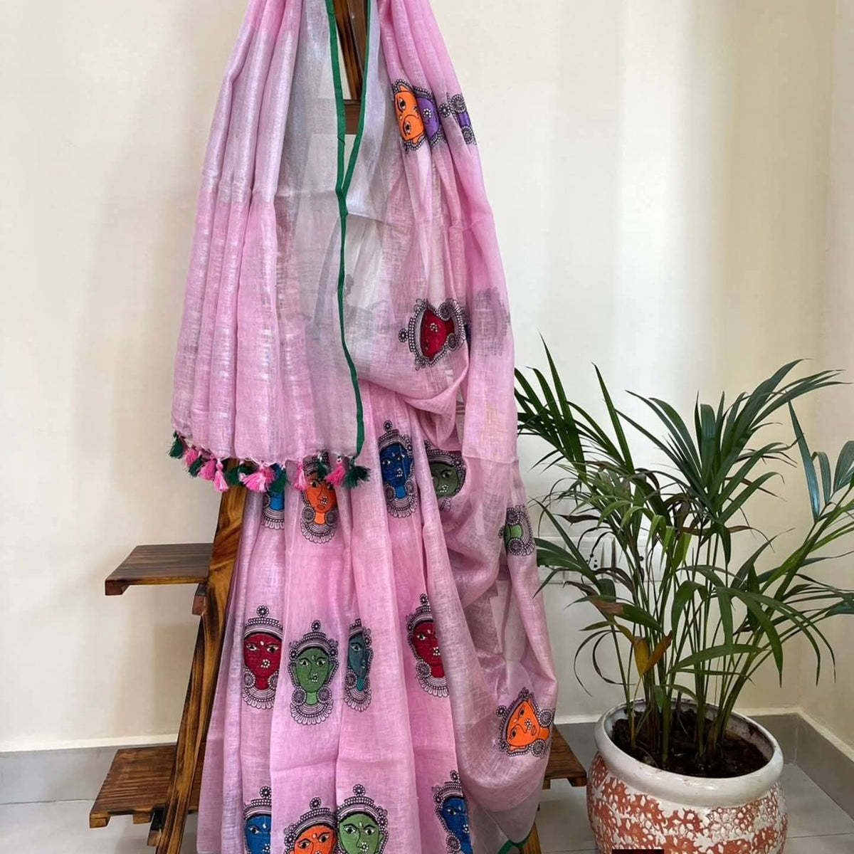 Handwoven Linen Sarees with Embroidery work