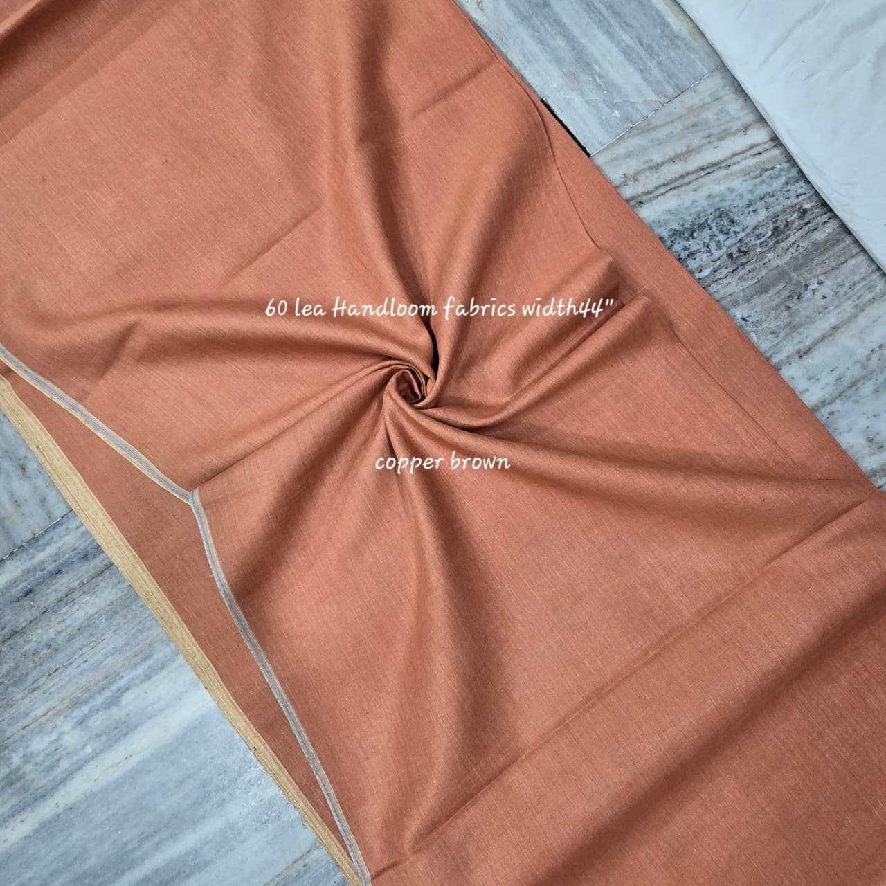Pure Linen Fabric – Copper Brown | 60 Lea Handloom | 45" Width | Sold Per Meter