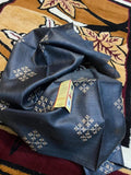 Desi Silk Embroidery Saree – Navy Blue | Geometric Embroidery | Silk Mark Certified