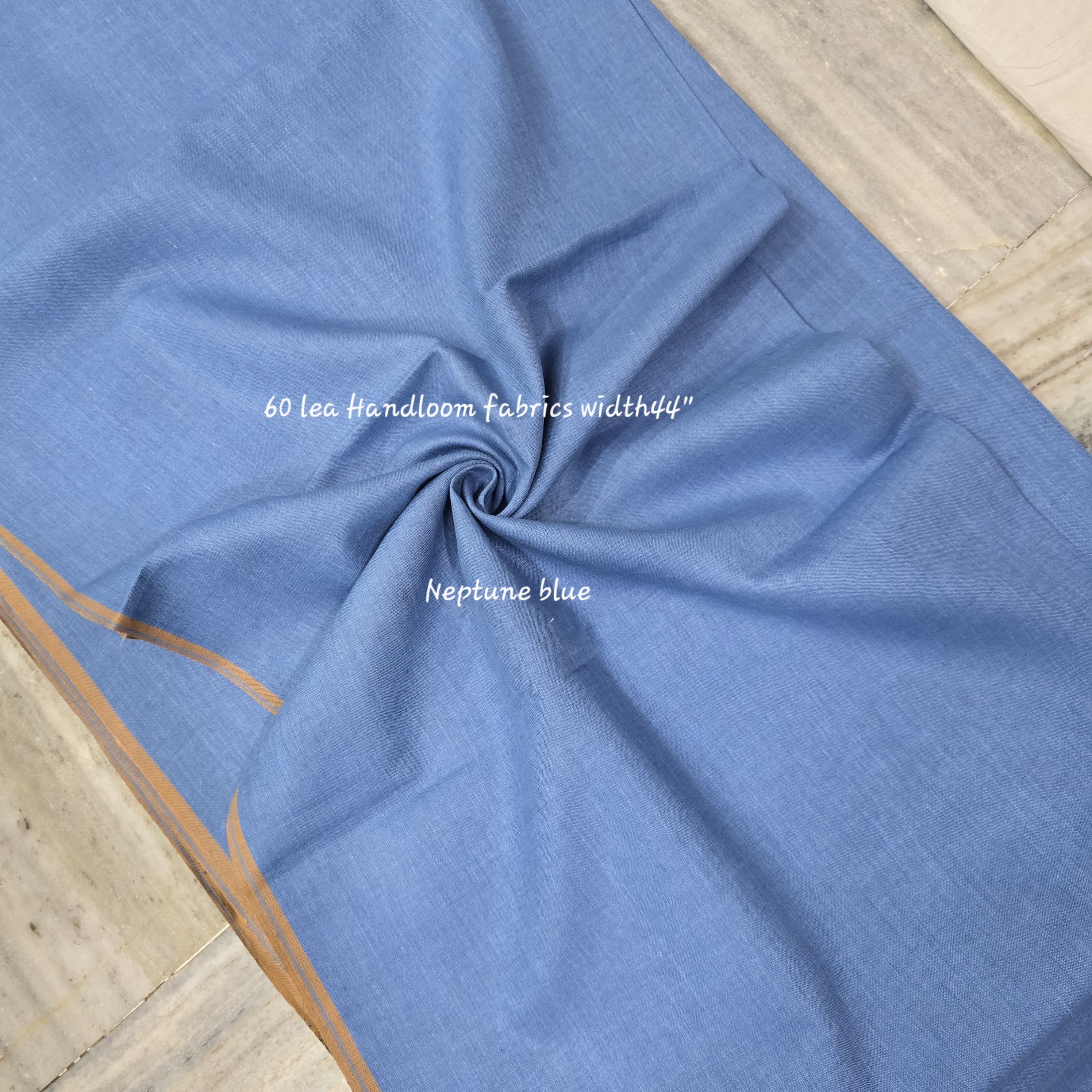 Pure Linen Shirting Fabric - Neptune Blue | 60 Lea Handloom | Width 45"