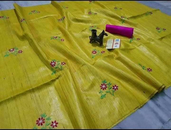 Handwoven Ghicha Silk Embroidery Sarees
