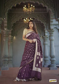 Handwoven Banarasi Silk Saree with Golden Zari Buti & Border