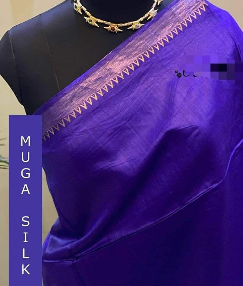 Handwoven Munga Silk Saree with Golden Zari Border | Bhagalpur