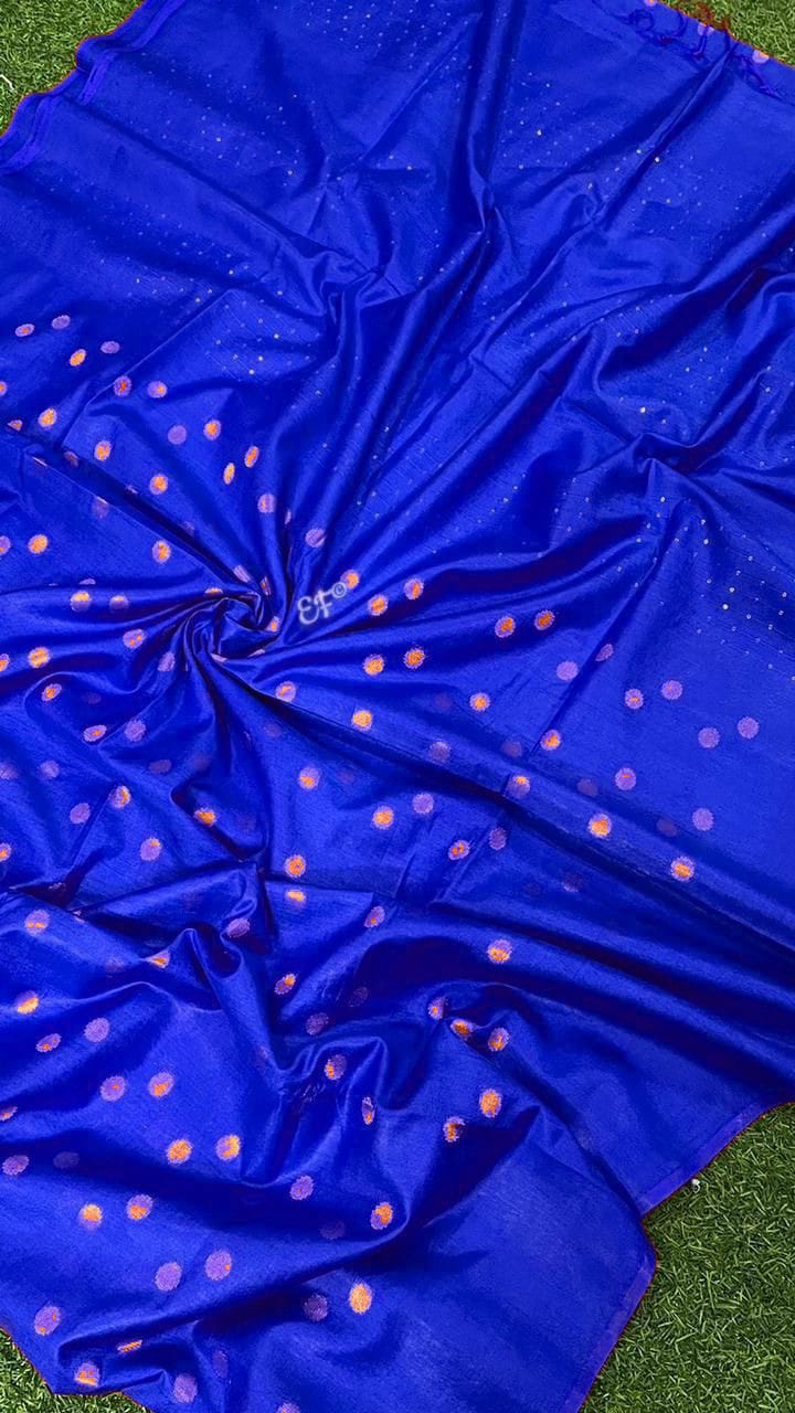 Handwoven Kota Silk Cotton|Copper Weaving Boota Design
