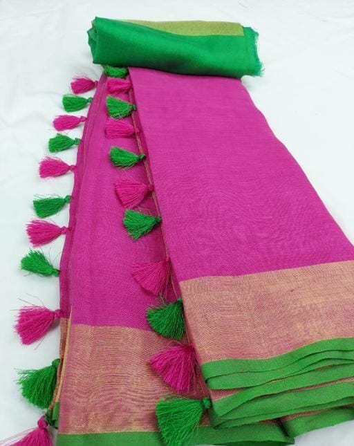 Handwoven Pure Linen Saree