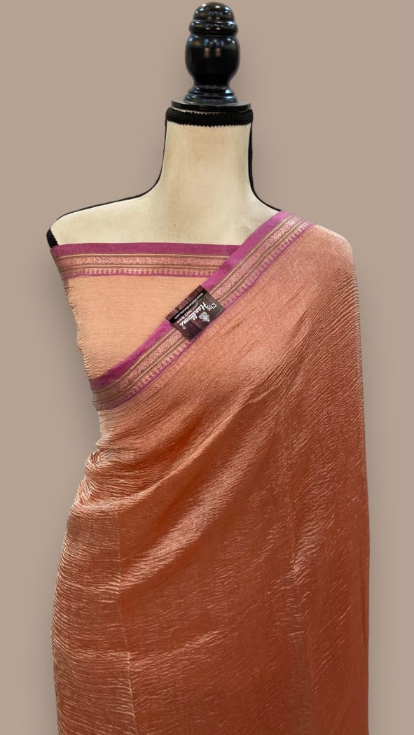 Sage Green Handwoven Banarasi Silk Saree with Zari Border