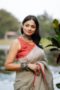 Handwoven Pure Linen Saree