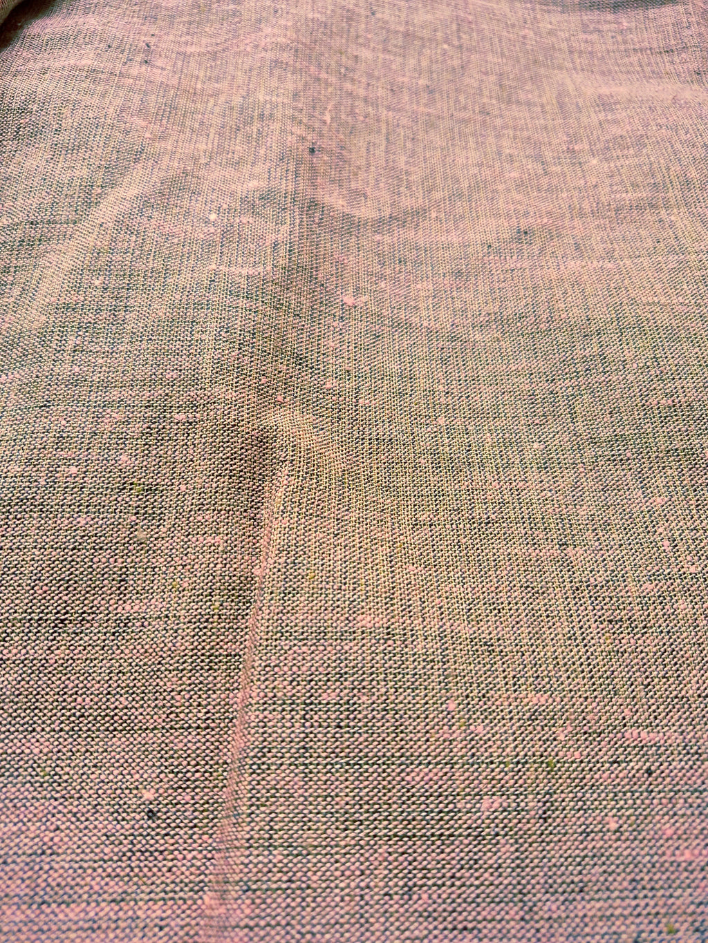 Pure Linen Fabric – 25 Lea |Rose pink & Muted Green Grey Dual Tone