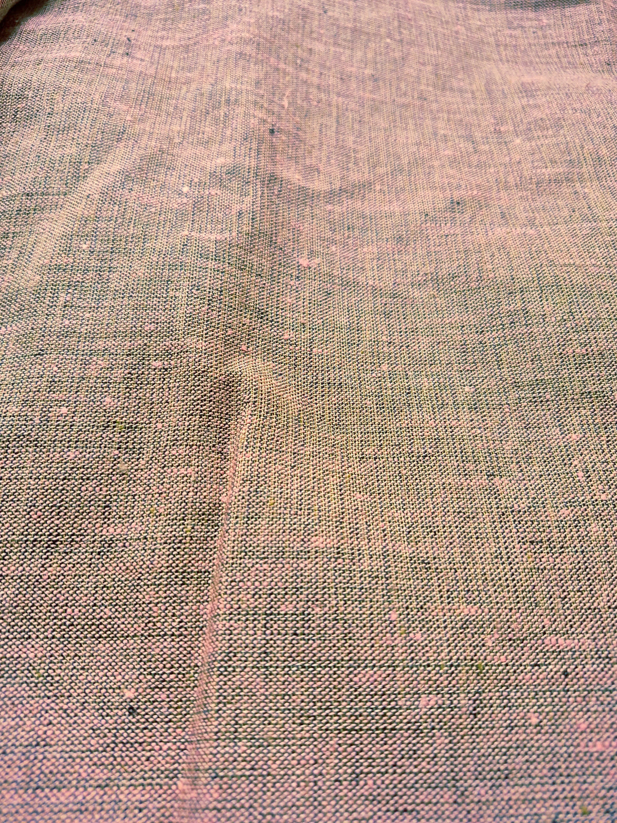 Pure Linen Fabric – 25 Lea |Rose pink & Muted Green Grey Dual Tone