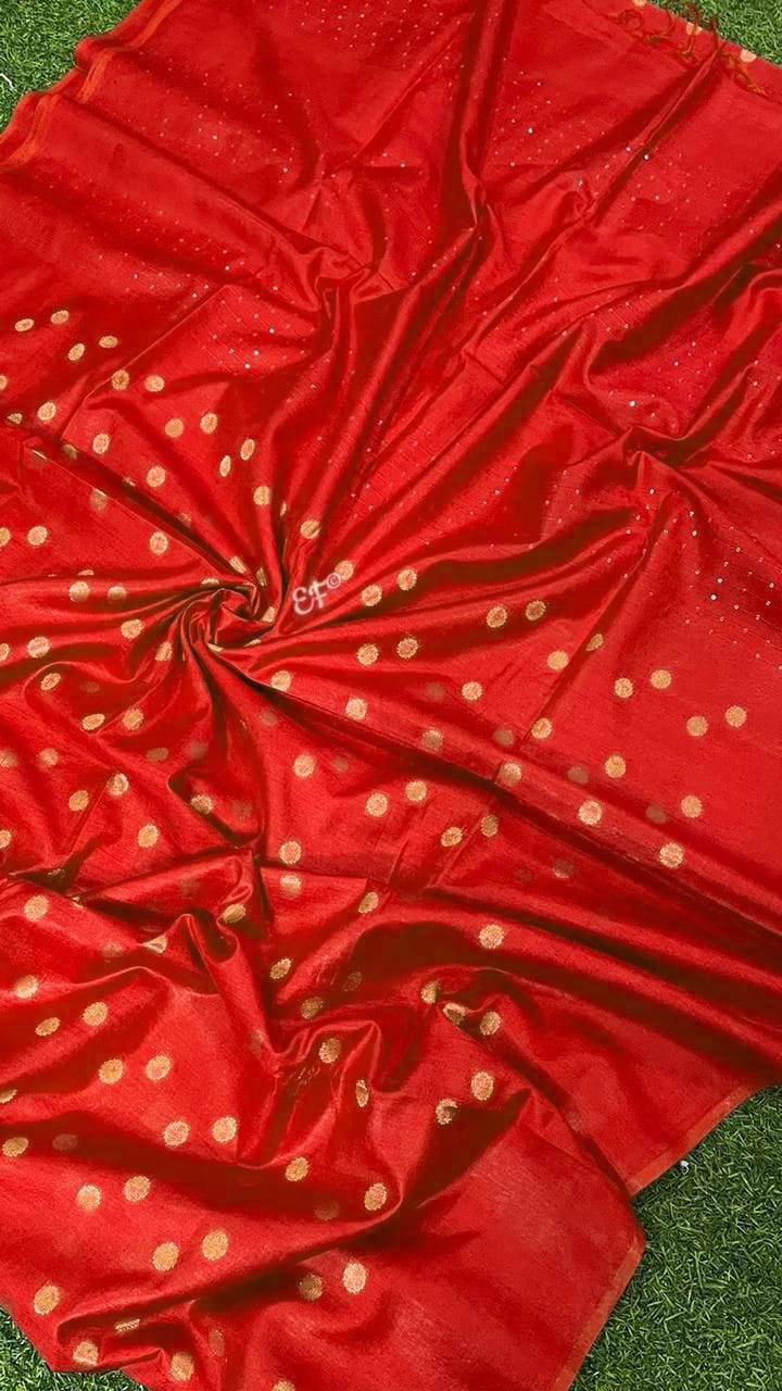 Handwoven Kota Silk Cotton|Copper Weaving Boota Design