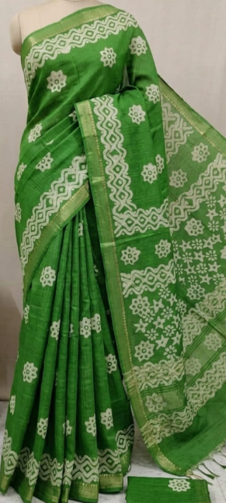 Handwoven  Silk cotton Batik Print sarees
