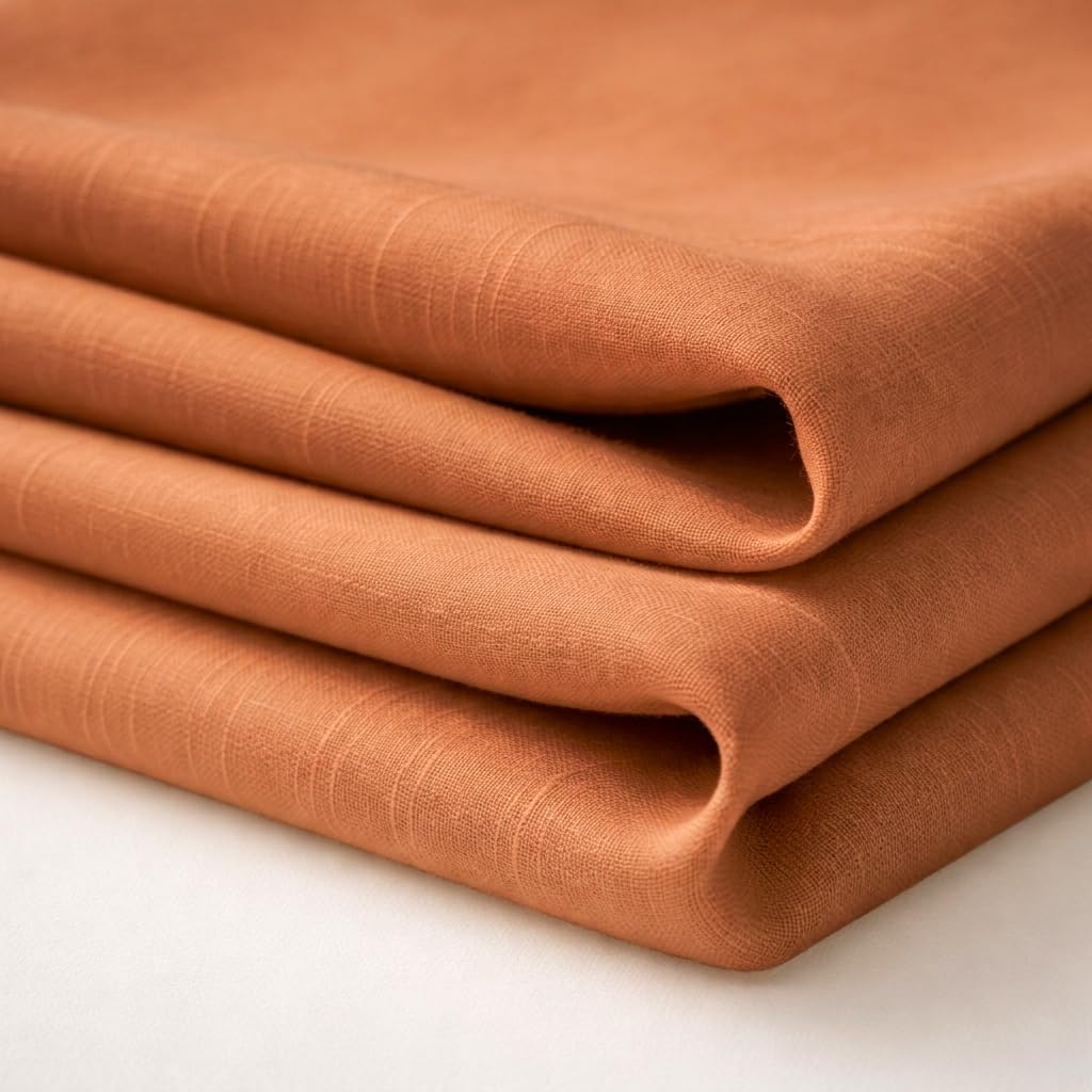 Rust Brown Cotton Slub Shirting Fabric | 100% Pure Cotton