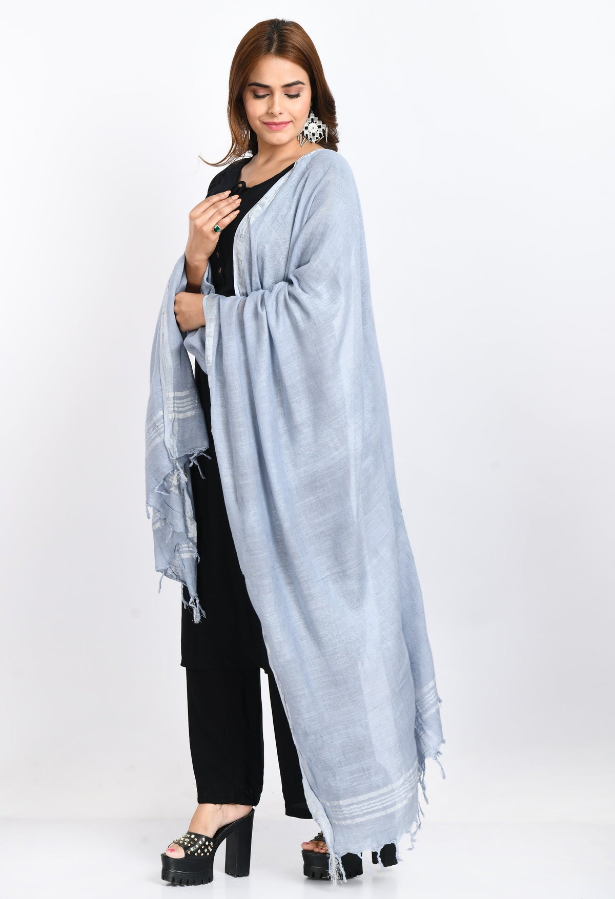 Pure Linen Dupatta | Handwoven Bhagalpur Linen