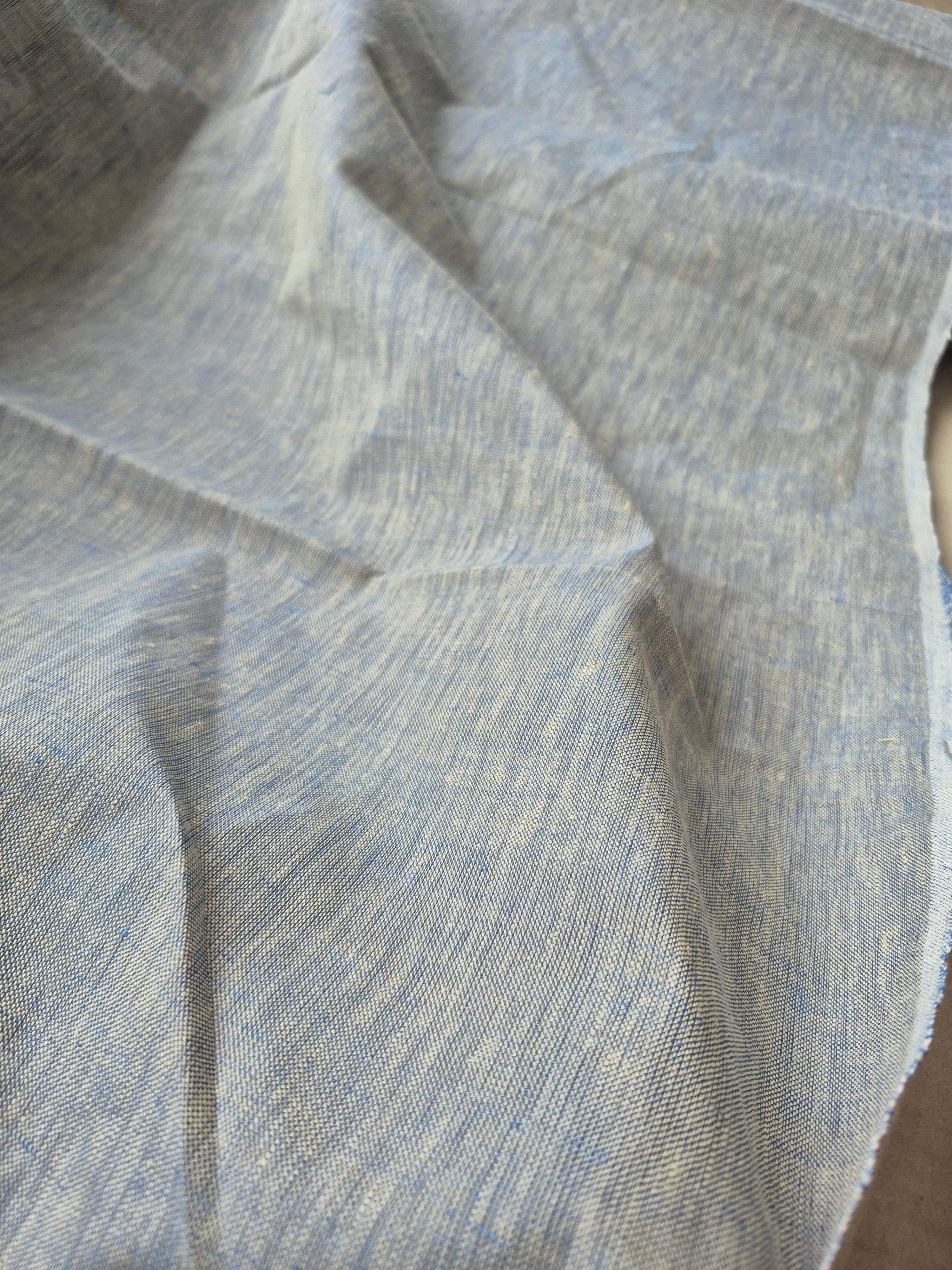 Pure Linen Fabric – Handloom Grey Chambray