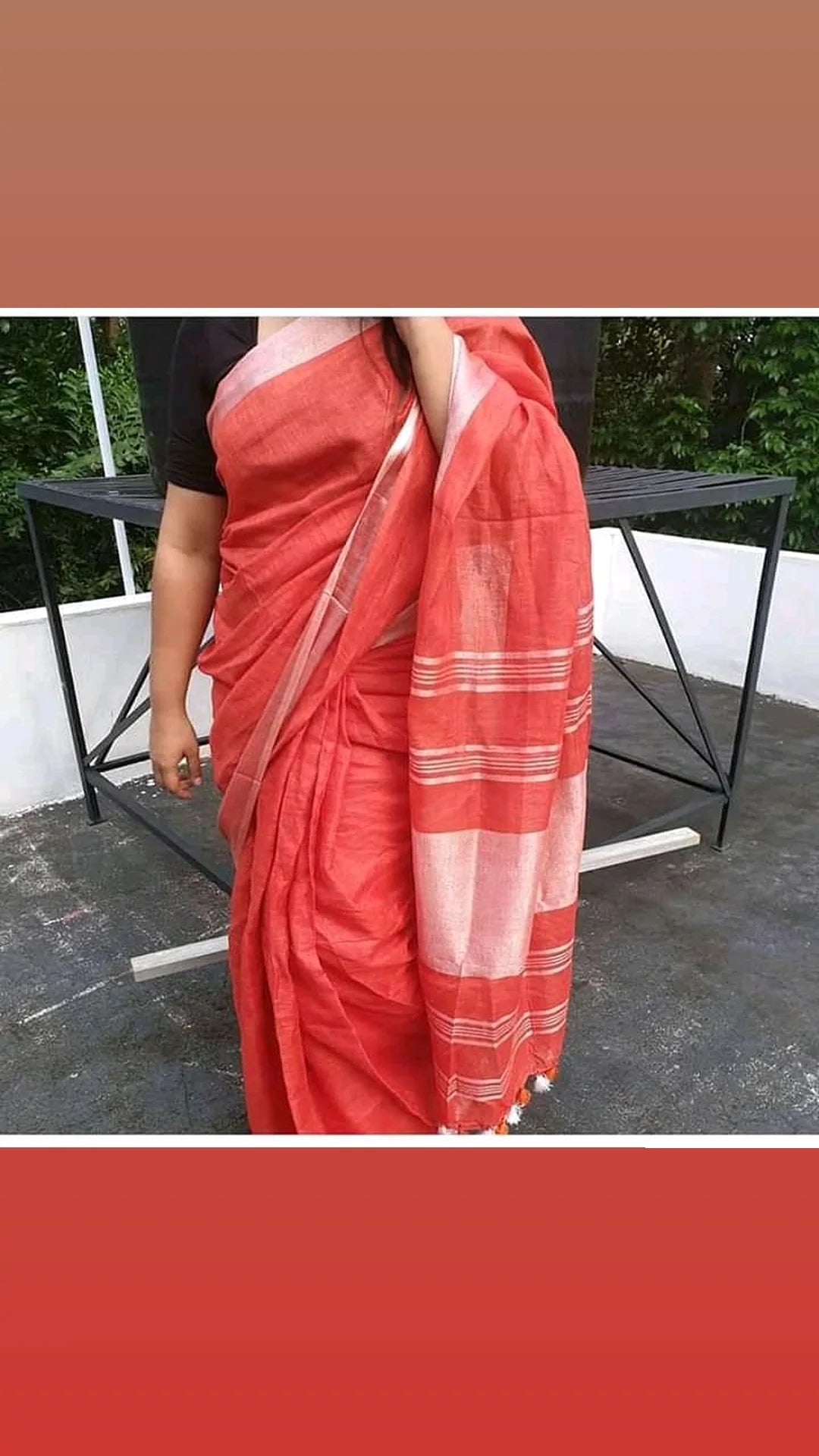 Handwoven Pure Linen Saree