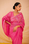 Handwoven Pure Linen Handwork Embroidery Saree