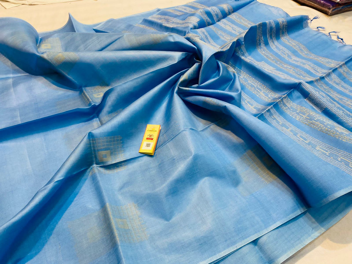 Handwoven Kota Silk Cotton Saree with Self-Weave Design –
