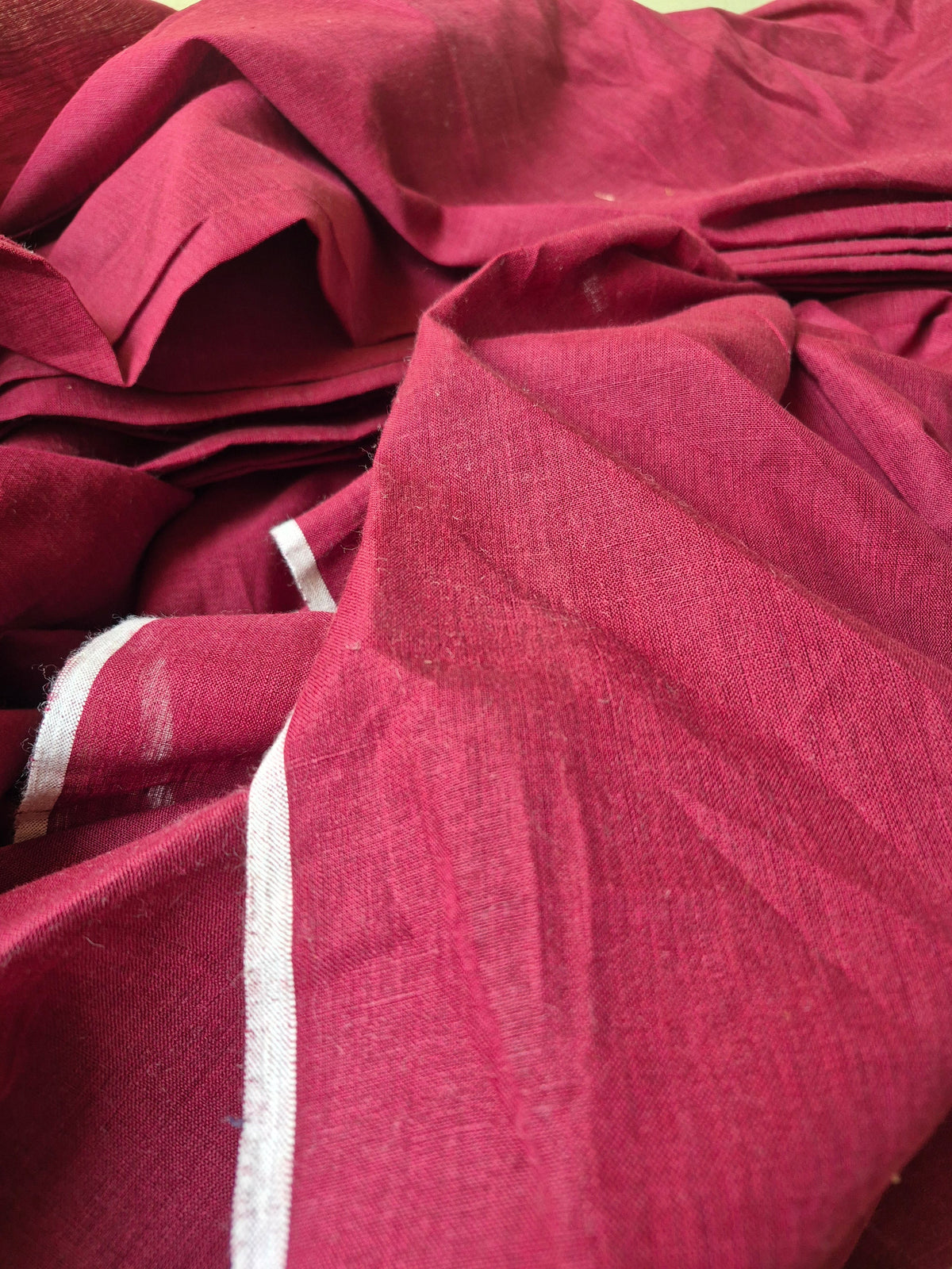 Pure Linen Shirting Fabric - Crimson Red