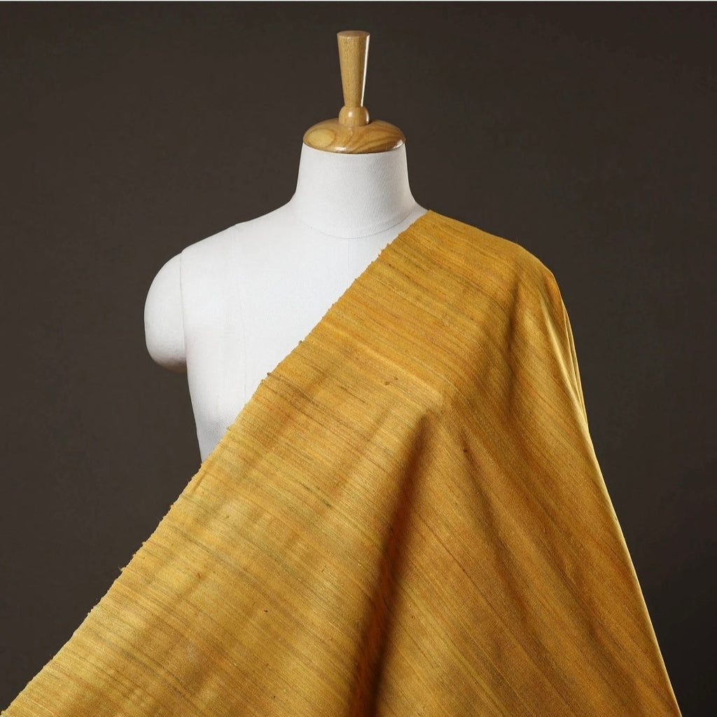 Handwoven Tussar Ghicha Silk Fabric – Golden Mustard