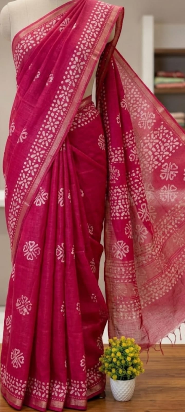 Handwoven Silk Cotton Batik Print Saree