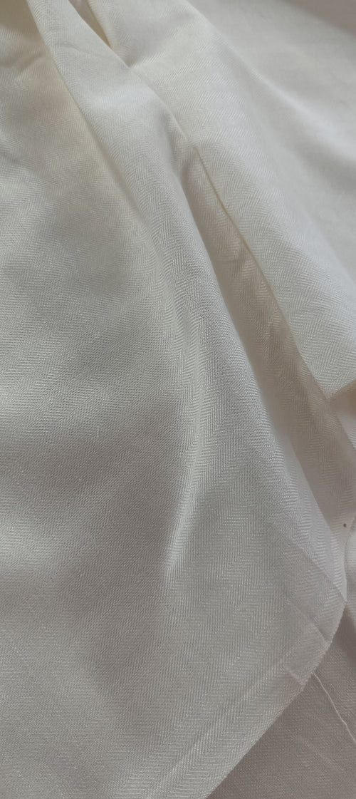 Handloom Pashmina Silk Cotton Fabric – Natural White