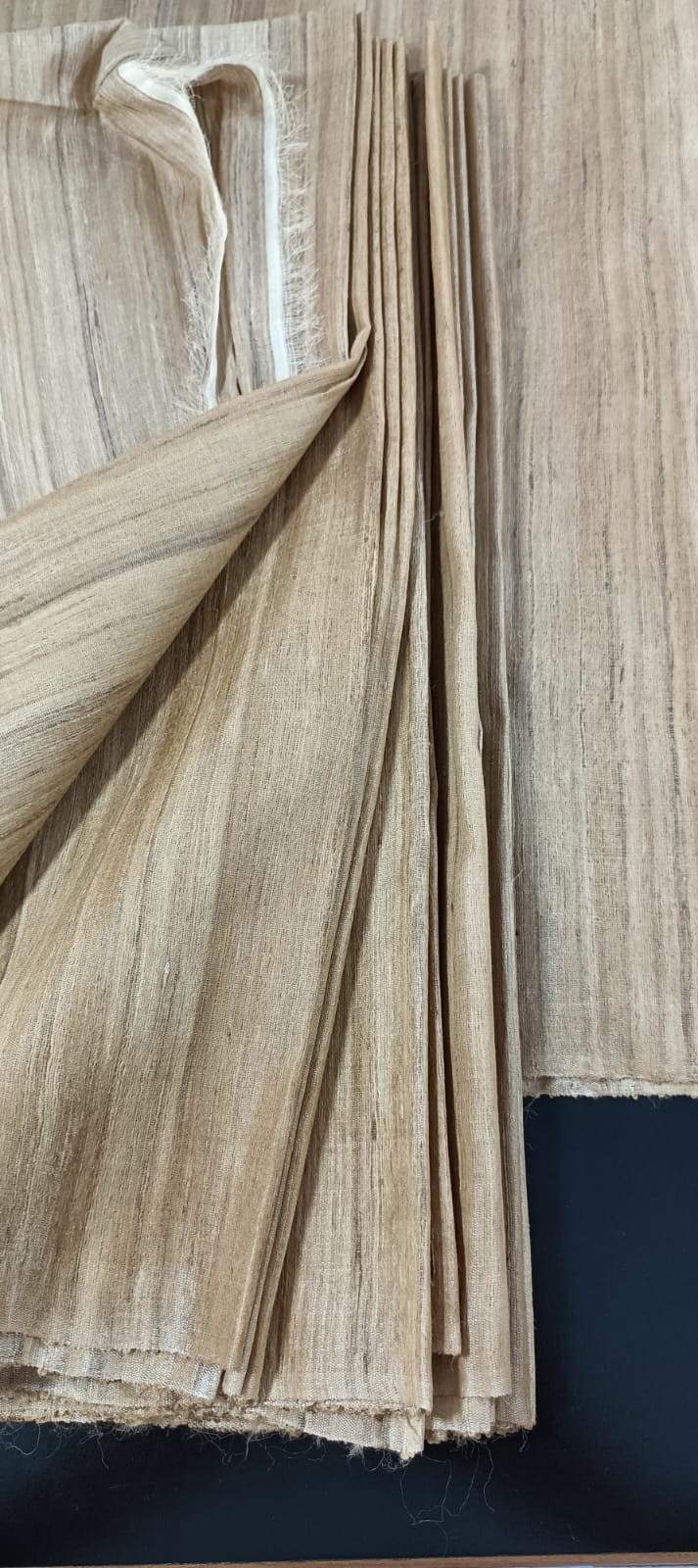 Handwoven Tussar Ghicha Silk Fabric | Natural Beige