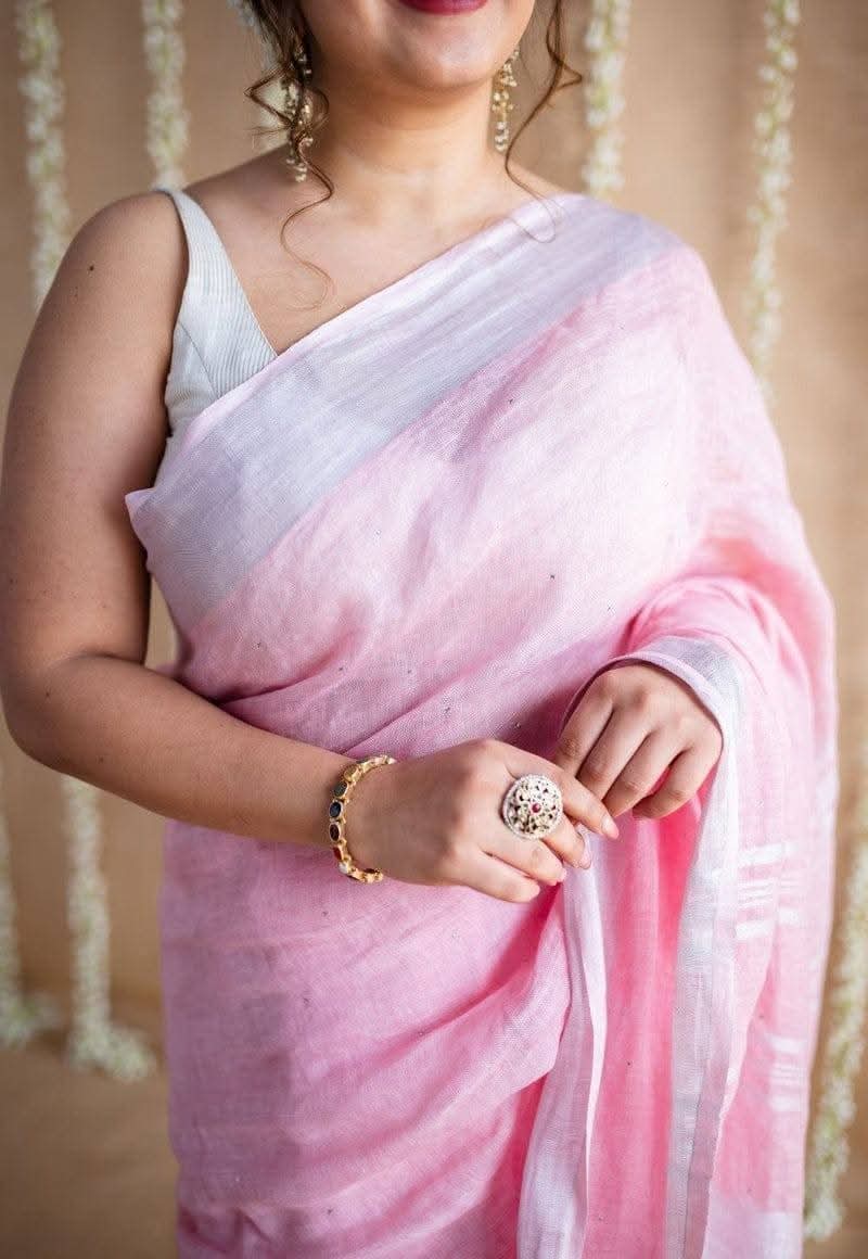 Handwoven Pure Linen Saree | Bhagalpur