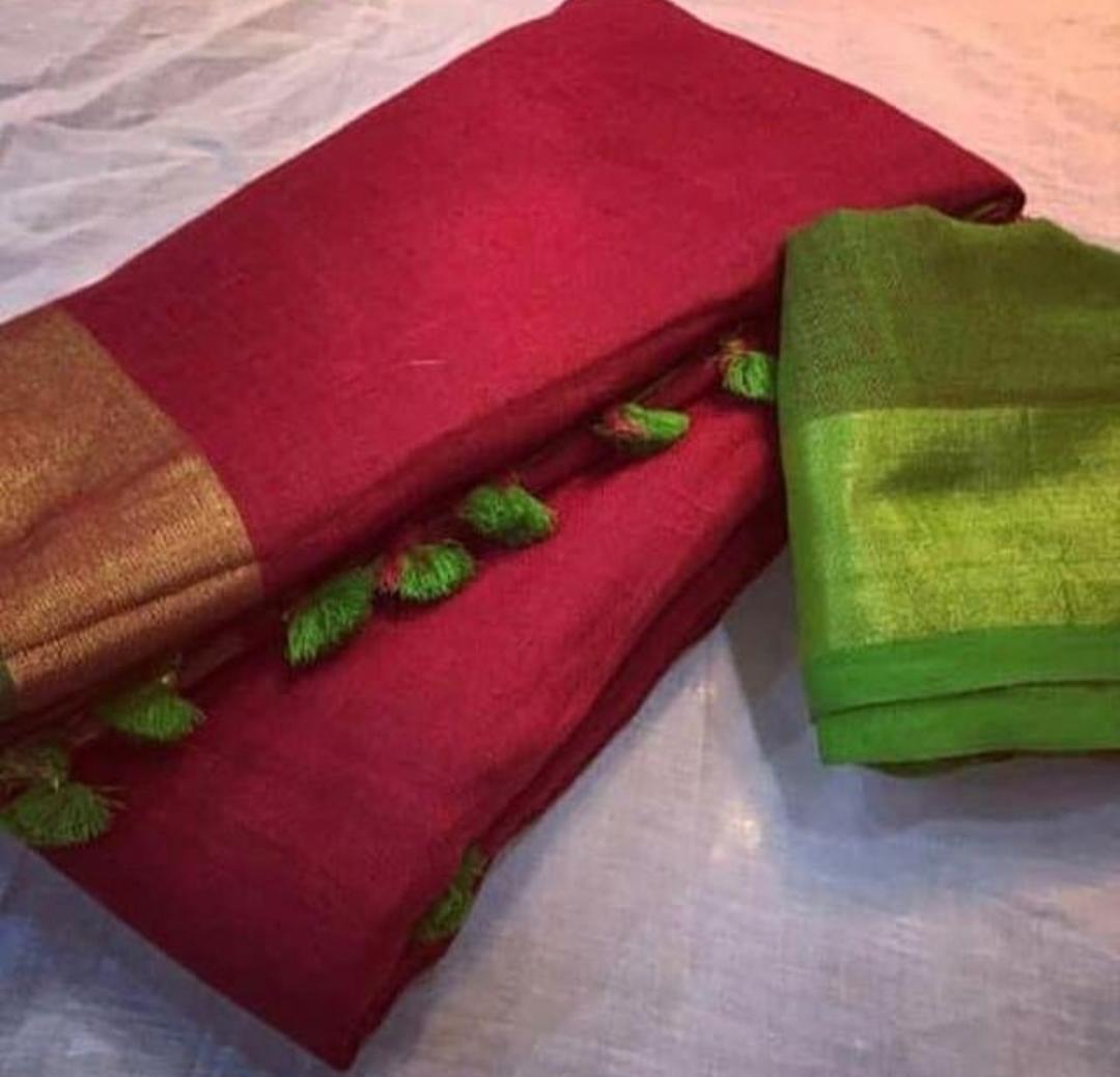 Handwoven Pure Linen Saree