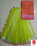Handwoven Pure Linen Saree with Contrast Blouse Piece