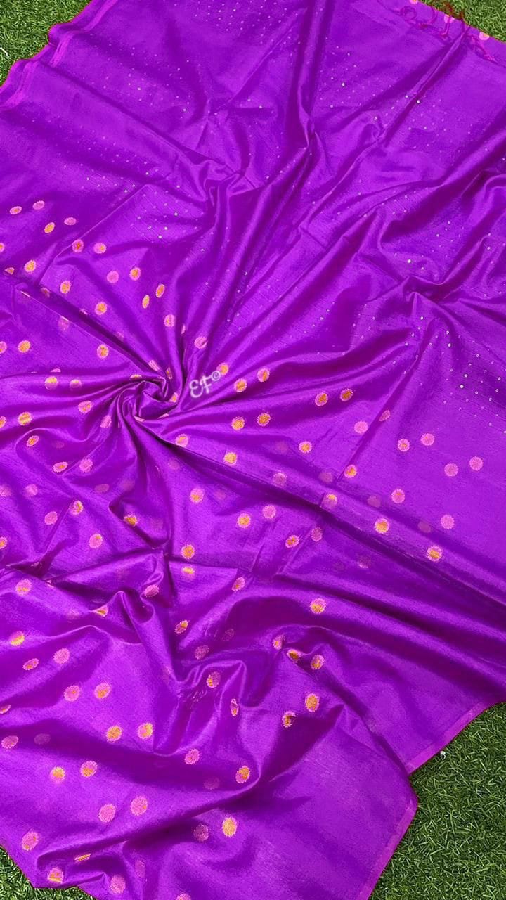 Handwoven Kota Silk Cotton|Copper Weaving Boota Design