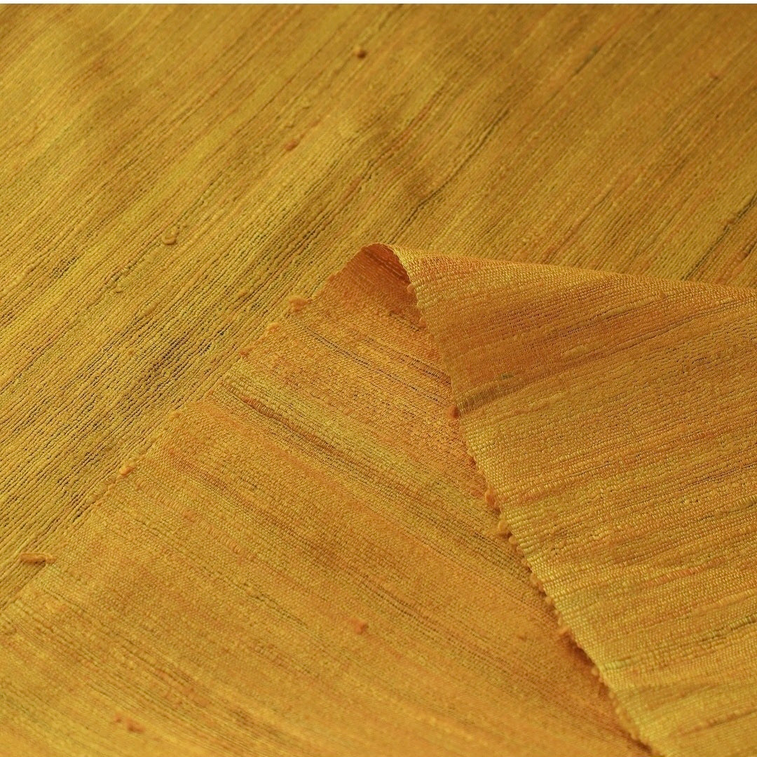 Handwoven Tussar Ghicha Silk Fabric – Golden Mustard