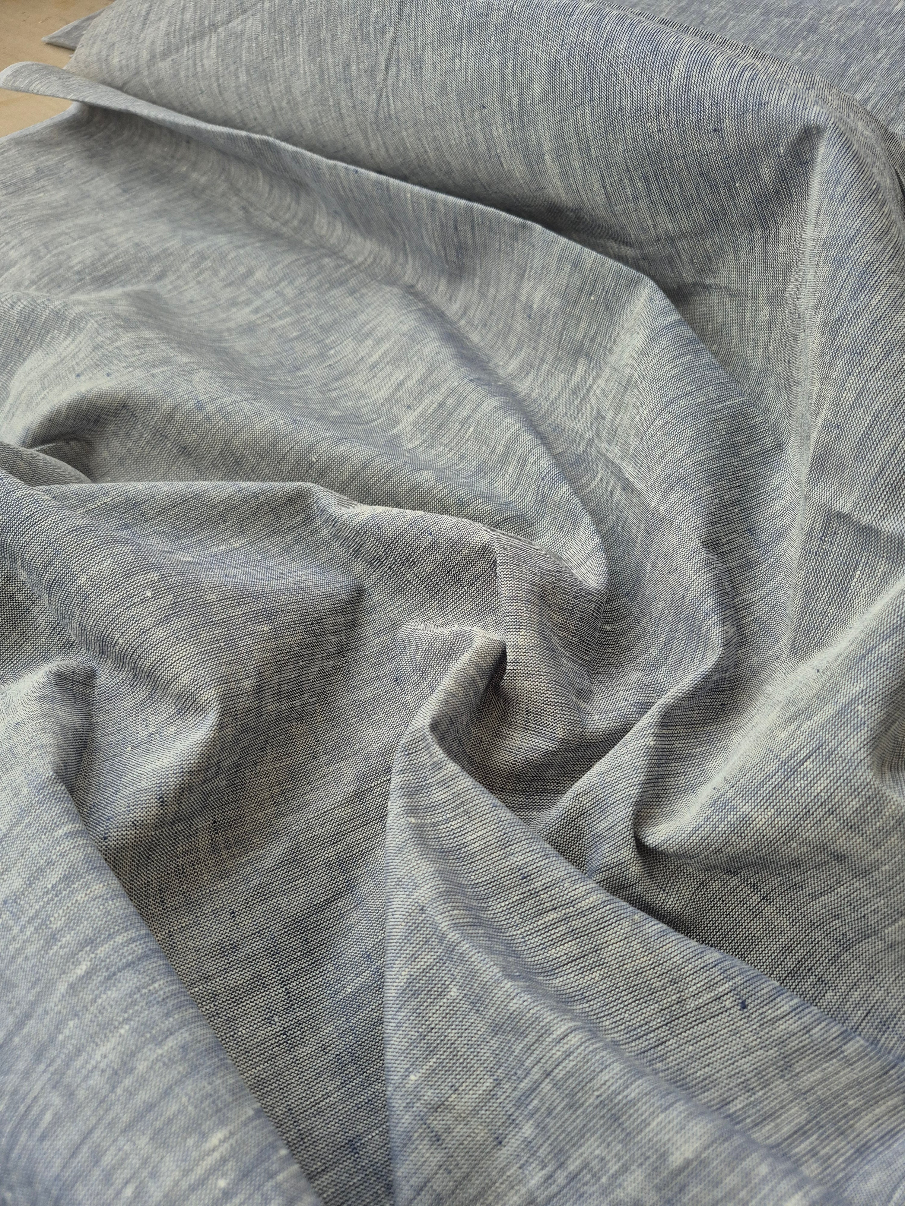 Pure Linen Fabric – Handloom Grey Chambray