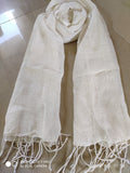 Pure Linen Dupatta – Natural White | Handloom |