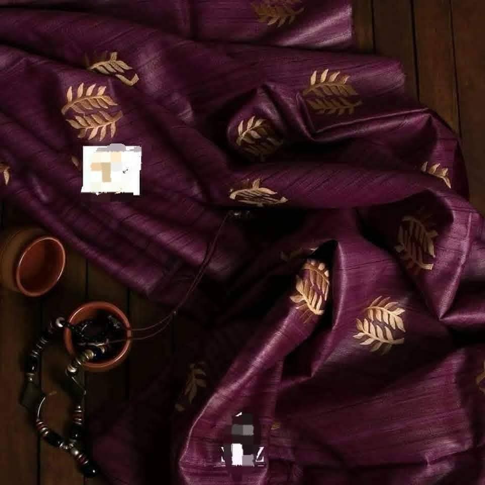 Handwoven Ghicha Silk Embroidery Sarees