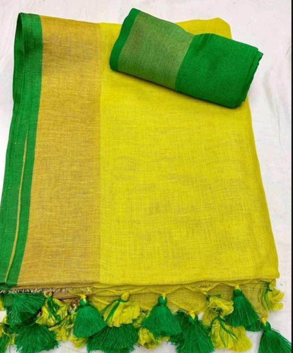 Handwoven Pure Linen Saree