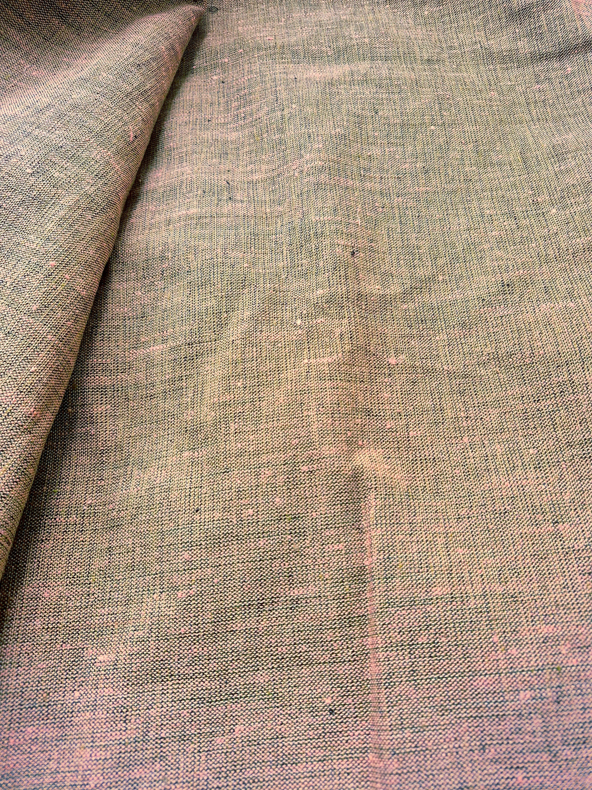 Pure Linen Fabric – 25 Lea |Rose pink & Muted Green Grey Dual Tone