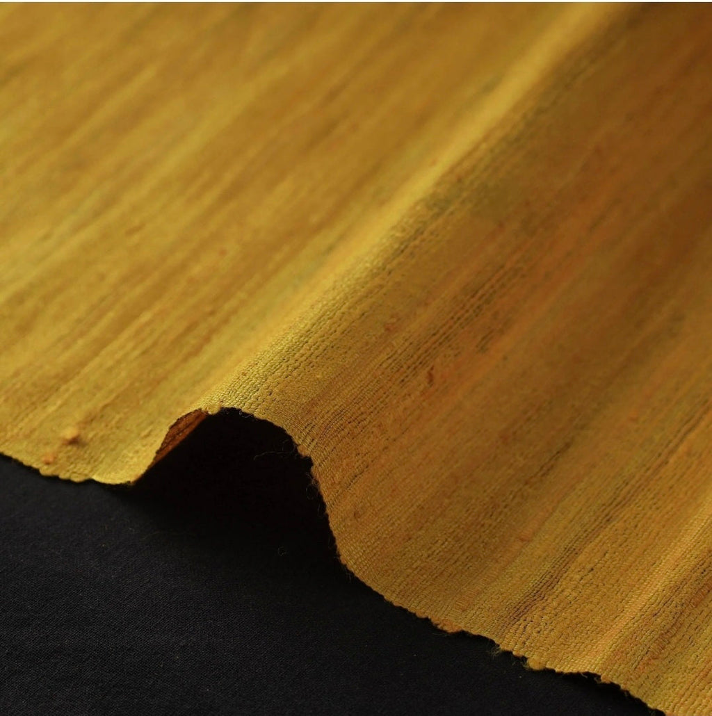 Handwoven Tussar Ghicha Silk Fabric – Golden Mustard