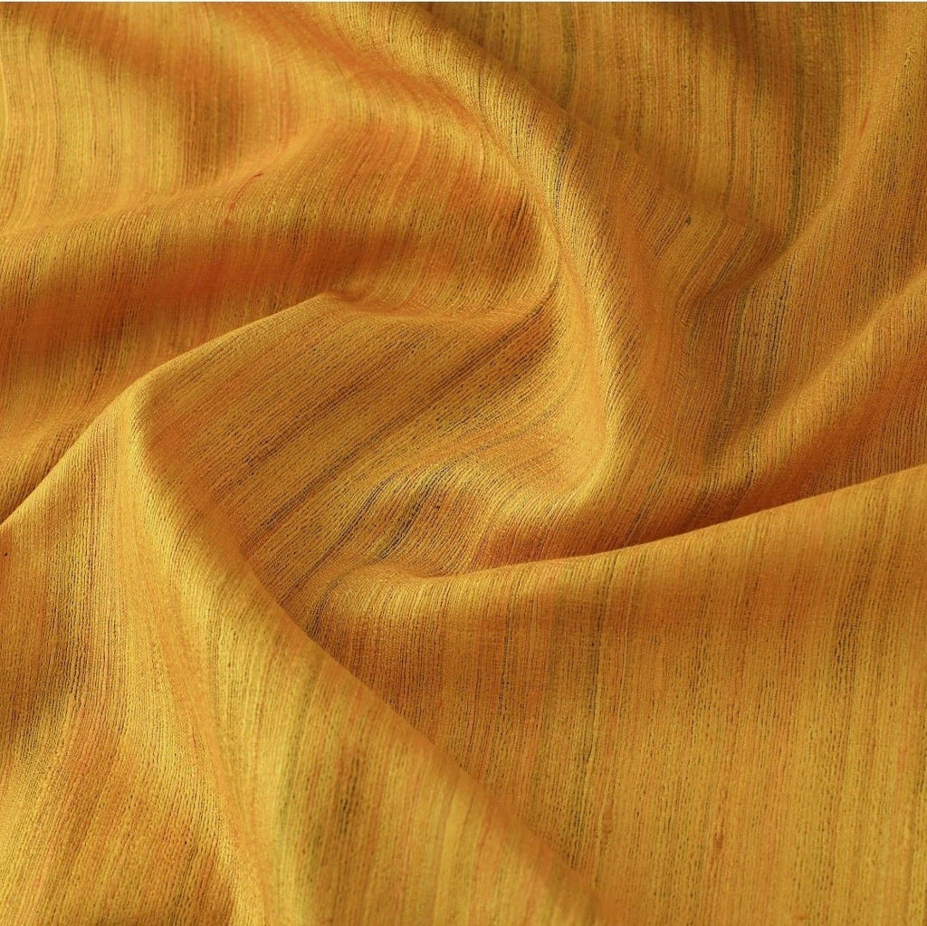 Handwoven Tussar Ghicha Silk Fabric – Golden Mustard