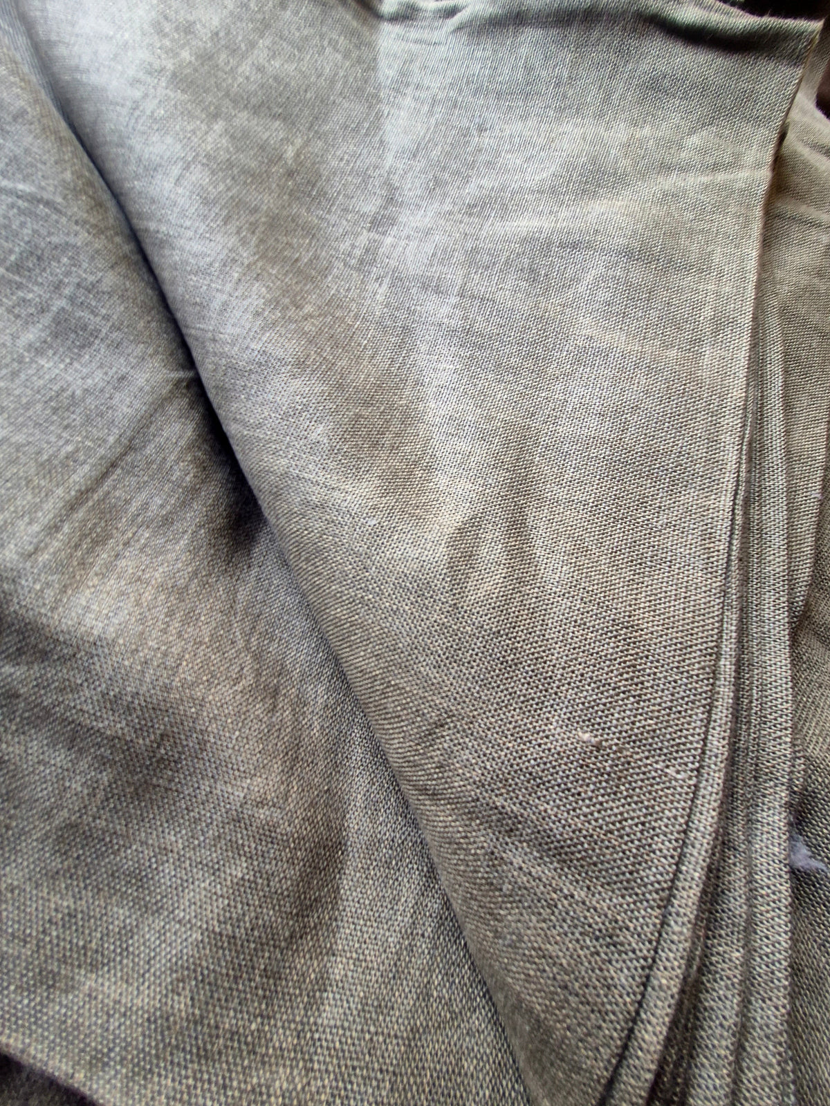 Pure Linen Suiting Fabric - Grey Olive Melange
