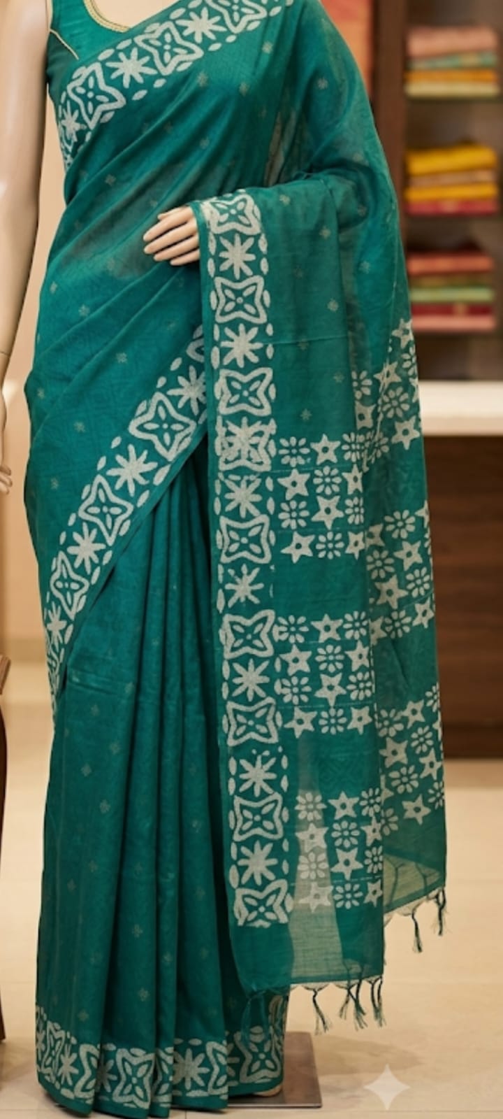 Handwoven  Silk cotton Batik Print sarees