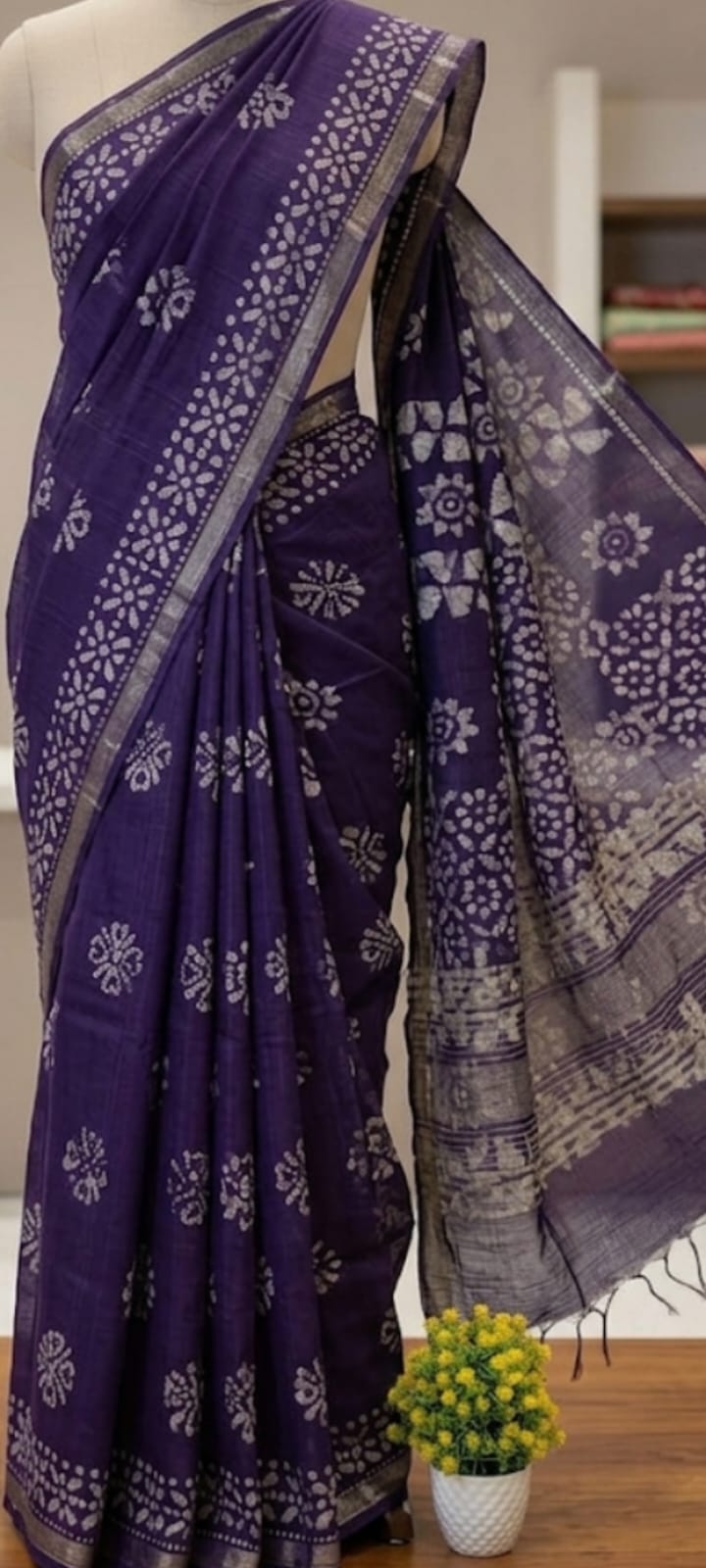 Handwoven  Silk cotton Batik Print sarees