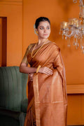 Handwoven Munga Silk Saree with Golden Zari Border | Bhagalpur