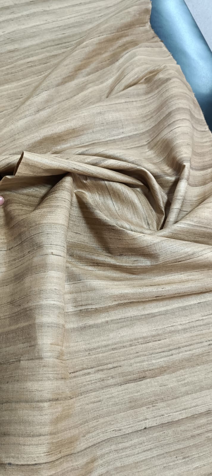 Handwoven Tussar Ghicha Silk Fabric | Natural Beige