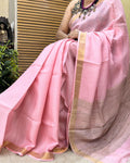 Handwoven Kota Silk Cotton Saree with Golden Zari Border