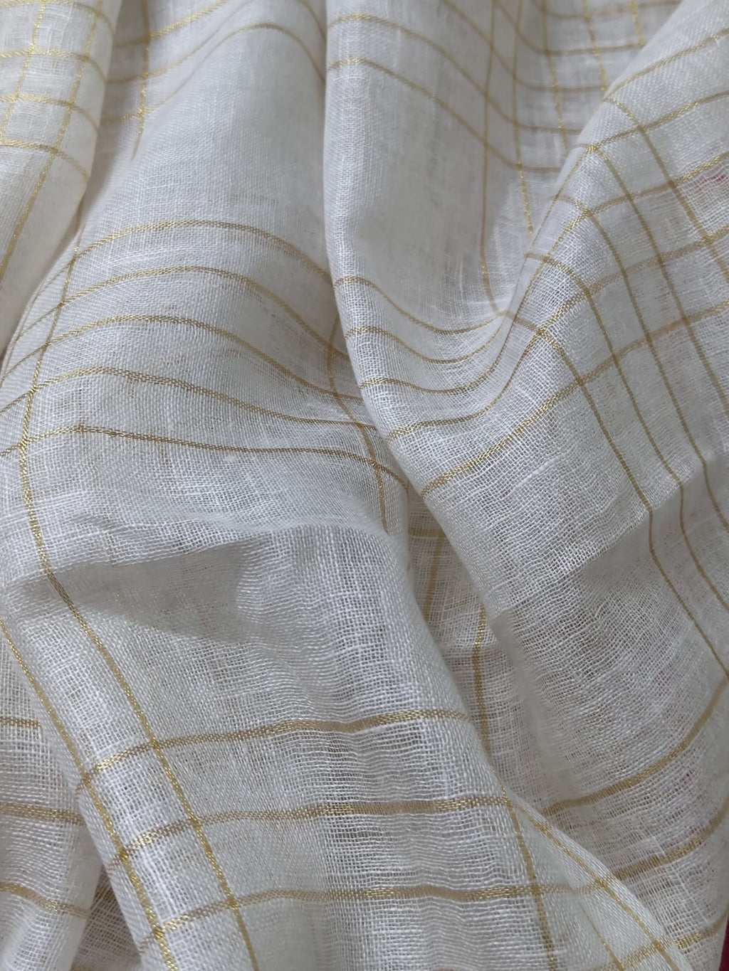 Linen Cotton Golden Zari Border Handloom Saree