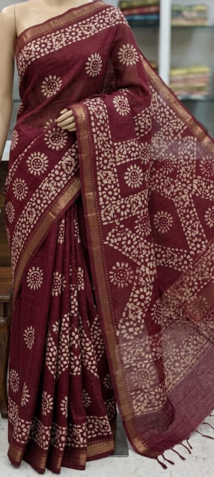 Handwoven  Silk cotton Batik Print sarees