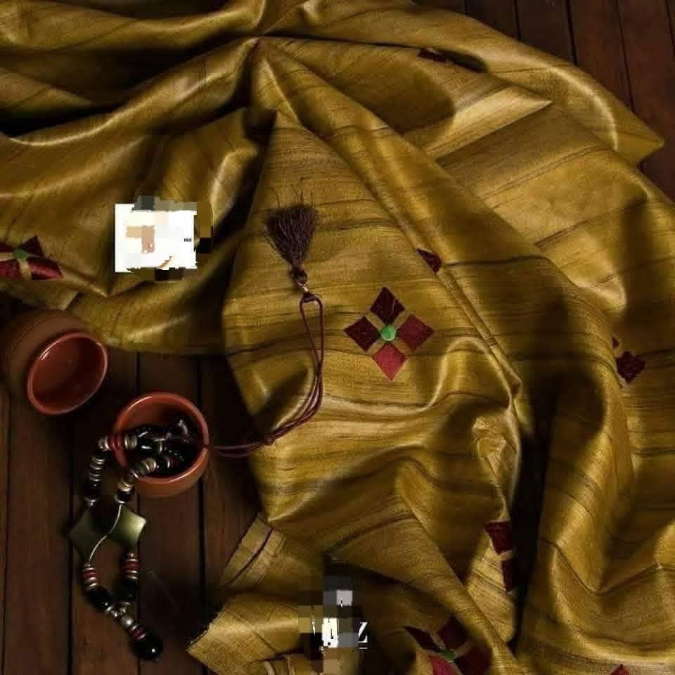 Handwoven Ghicha Silk Embroidery Sarees