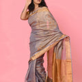 Handwoven Tissue Linen  Sarees With Handwork Embroidery